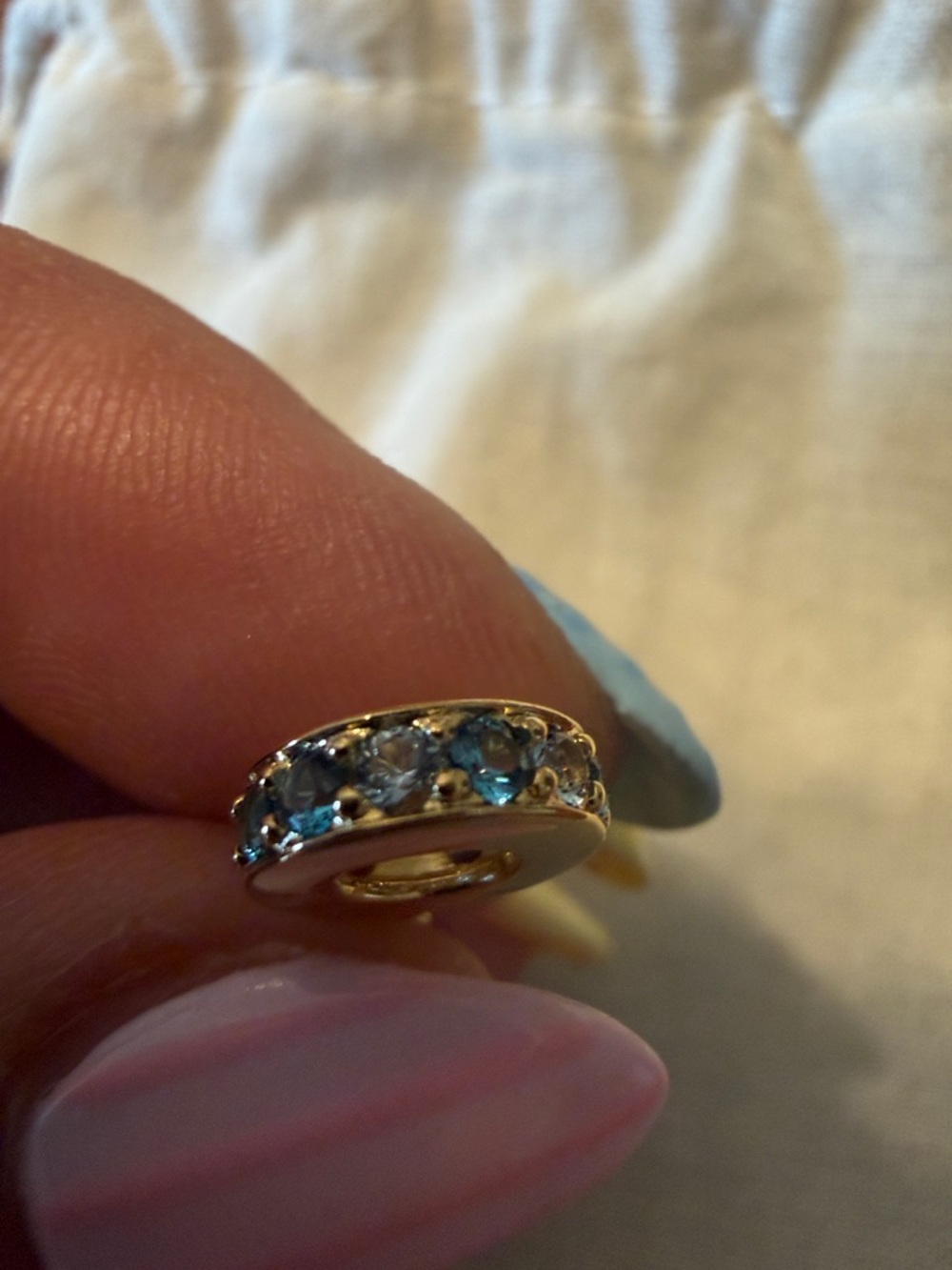 Pandora Gold Turtle Charm with Blue-Green Glass Shell - Picture 3 of 4